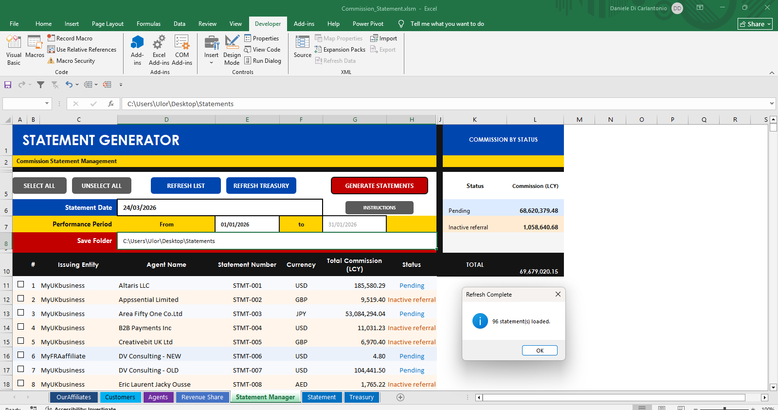 Statement Manager screenshot